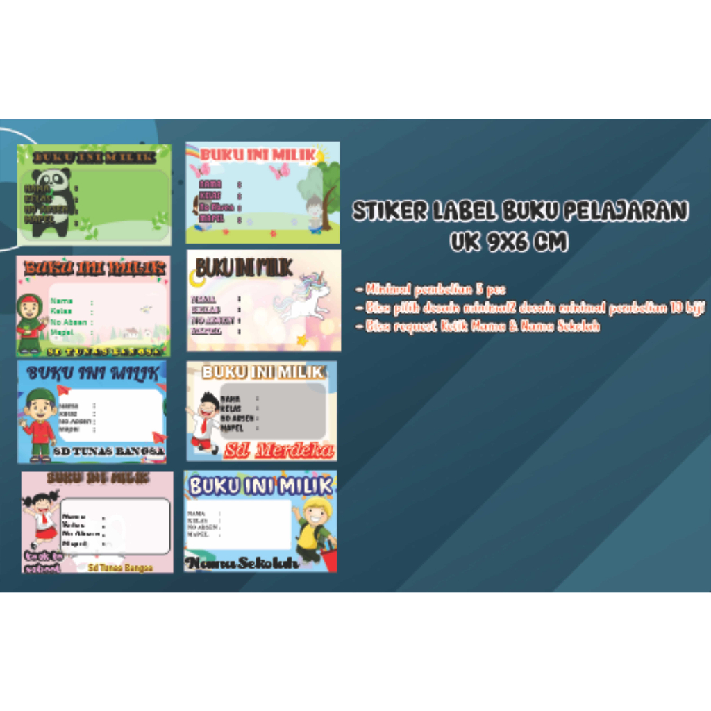

stiker buku tulis/ stiker nama sekolah/stiker label buku/ stiker nama custom/stiker buku pelajaran