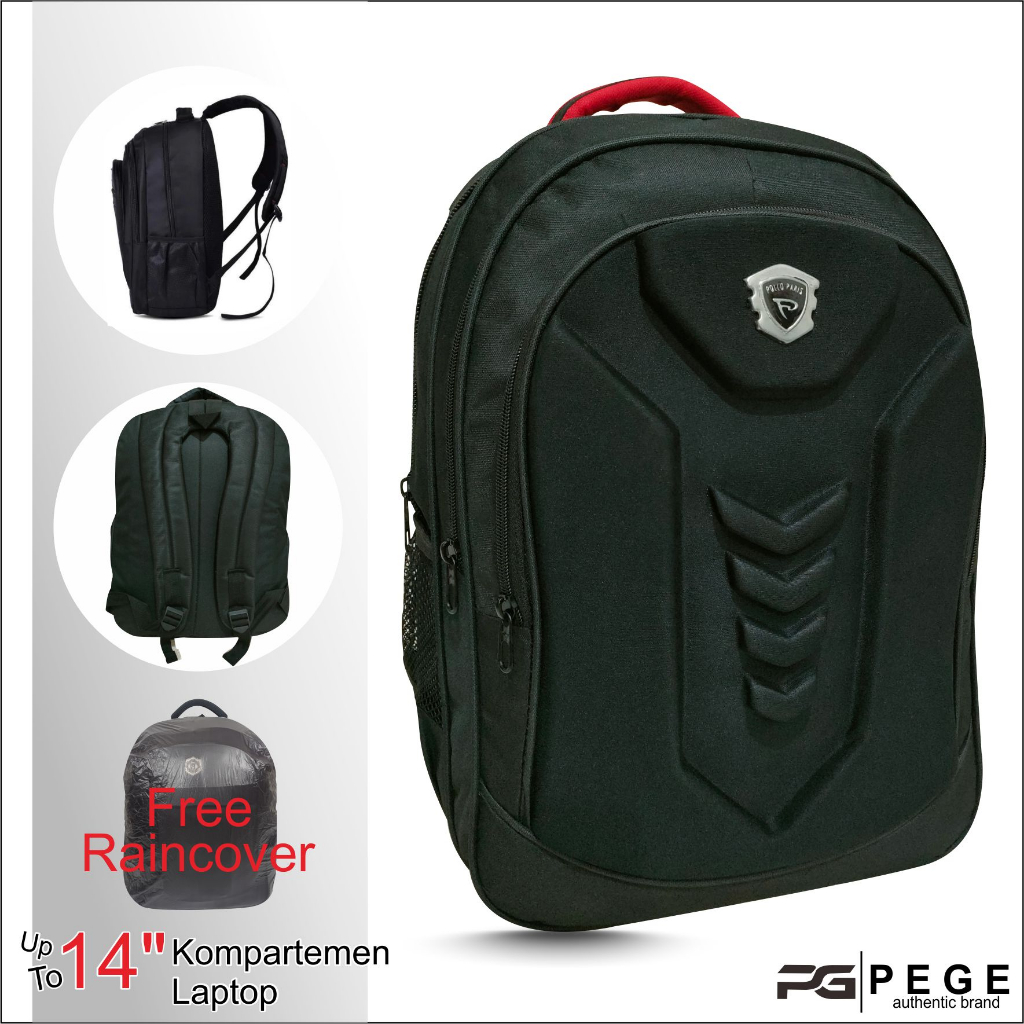 Tas Ransel Punggung Pria Emboss PEGE Thorzy Model Polos Ada Slot Laptop - PG 13