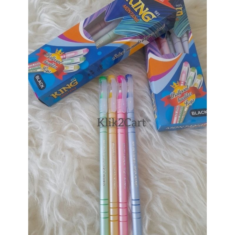 

bolpen KING Montana 1pack isi 12pcs murah / pulpen lilin ulir montana