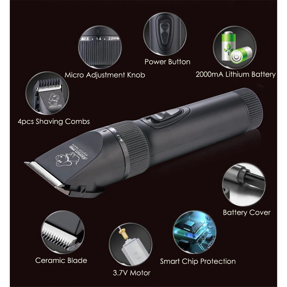 BaoRun Alat Cukur Elektrik Bulu Binatang Pet Dog Clipper - P7 - Black