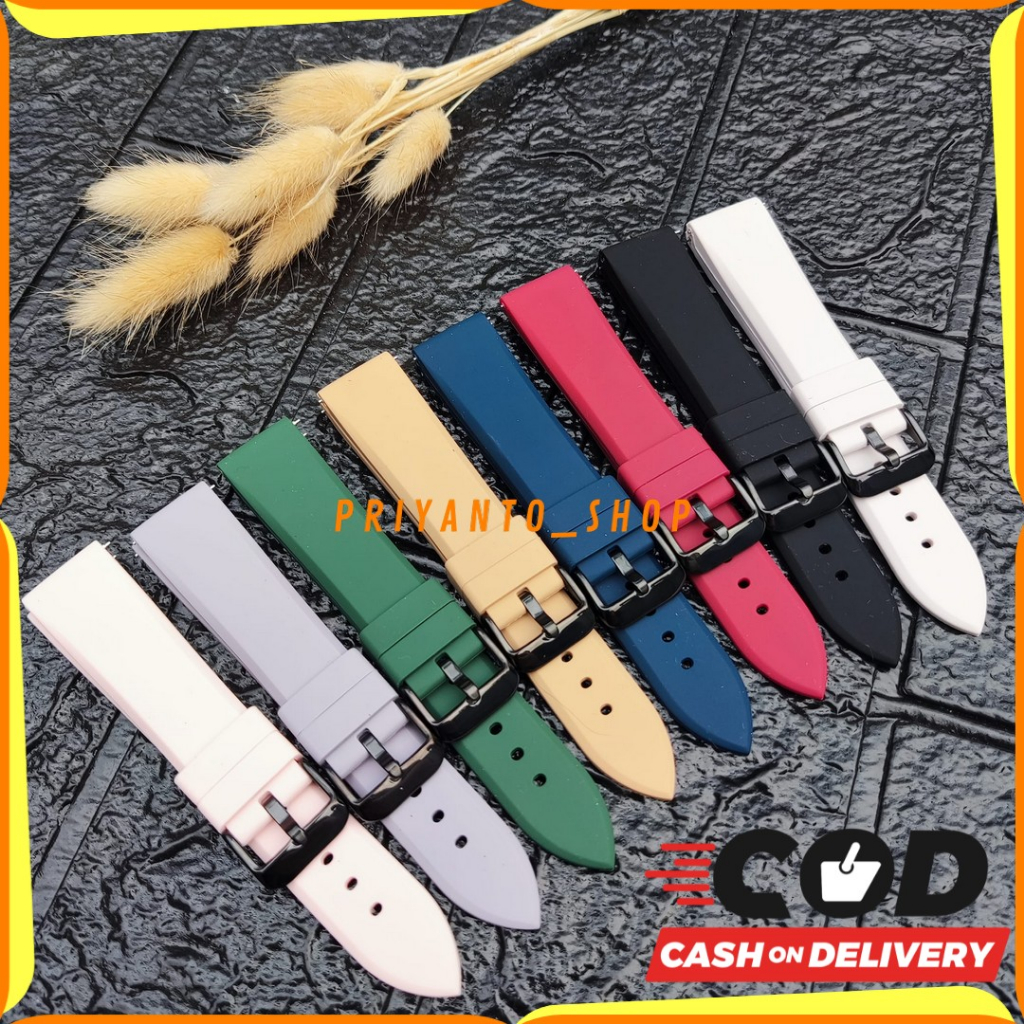 TALI KARET JAM TANGAN STRAP SILICONE SOFT RUBBER MUTU BAGUS 16MM 18MM 20MM 22MM