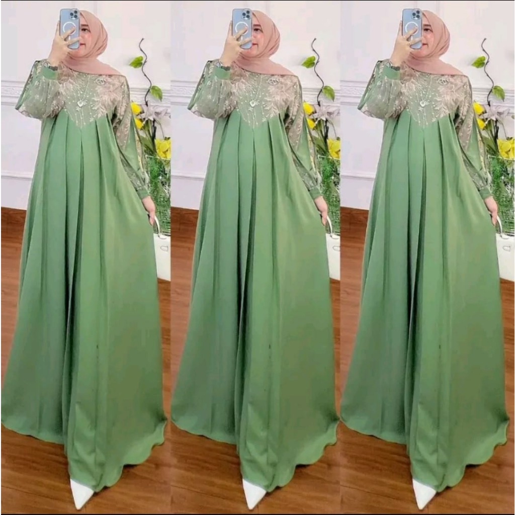 Sila Dress / Ukuran M~L~XL / Gamis Muslim Wanita Barukat Tile Bordel /Gamis Dress Barukat Pesta Kondangan Lebaran Terbaru Termurah