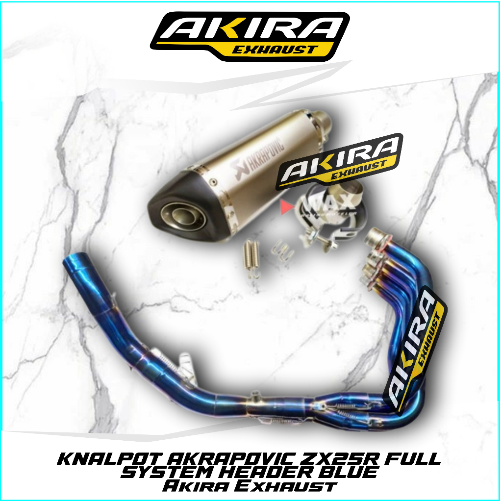 KNALPOT AKRAPOVIC ZX25R FULLSYSTEM HEADER BLUE AKIRA EXHAUST