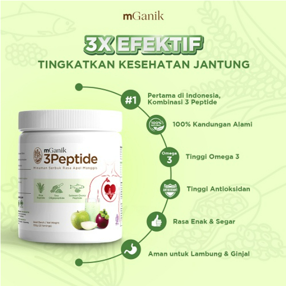 Mganik 3Peptide 330gr / Suplemen Jantung Kesehatan Kardiovascular 3 Peptide 330 gr