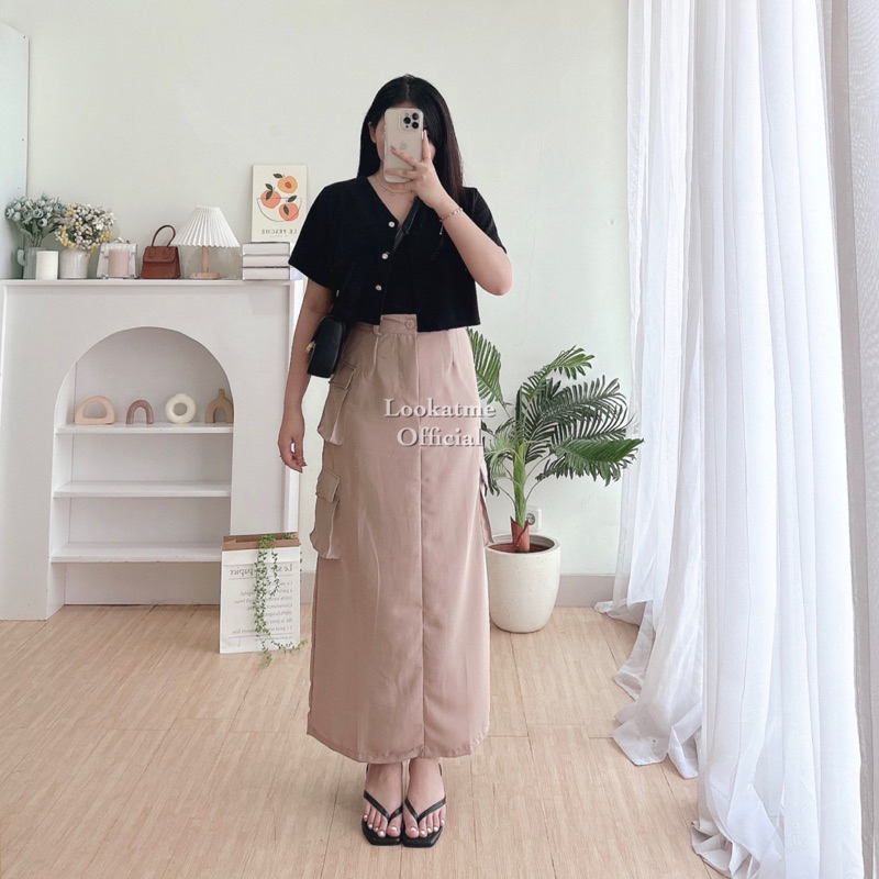 lookatmeofficial -  Mandy Cargo Skirt Casual Office Wear - Rok Kargo Wanita Polyester