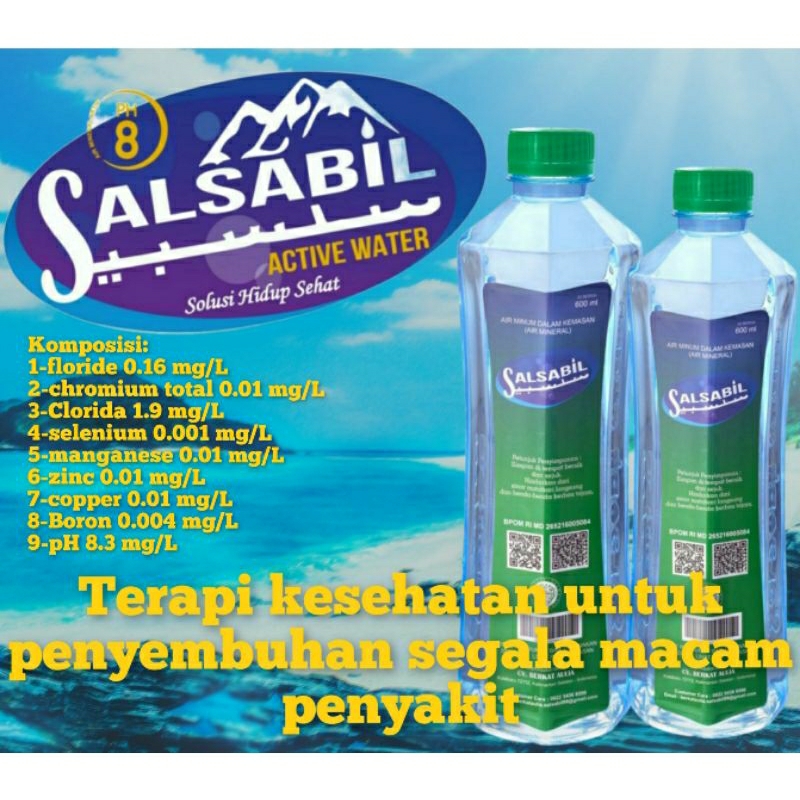 

Air mineral salsabil menstabilkan gula darah isi 6 botol dan mengobati kolesterol