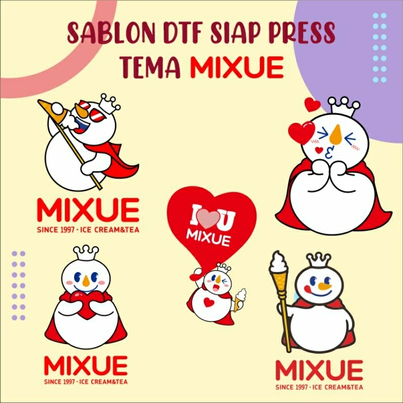 sablon dtf printing sablon setrika sablon dtf siap pres tema mixue