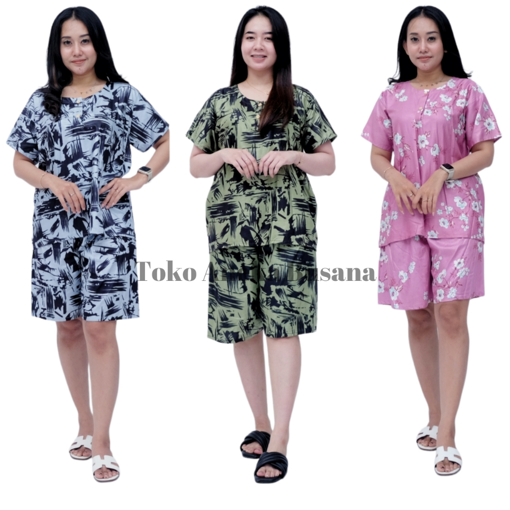 Setelan Baju Tidur Piyama Pendek Motif Tie Dye 002 Bahan Rayon