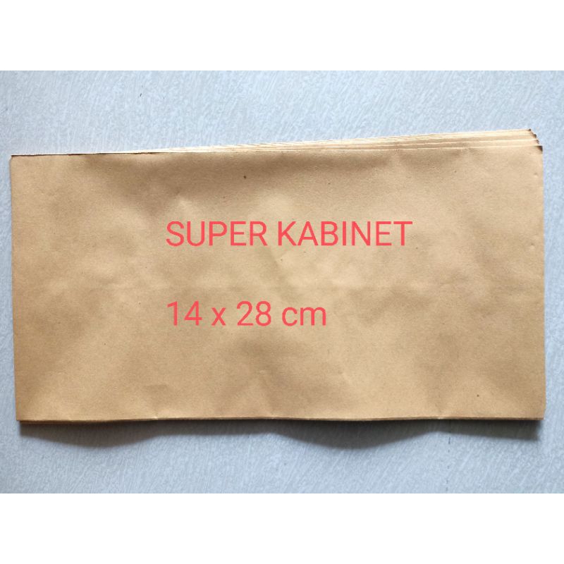 

Amplop Coklat Super Kabinet eceran 14 x 27 cm tiap pak isi 10 pcs