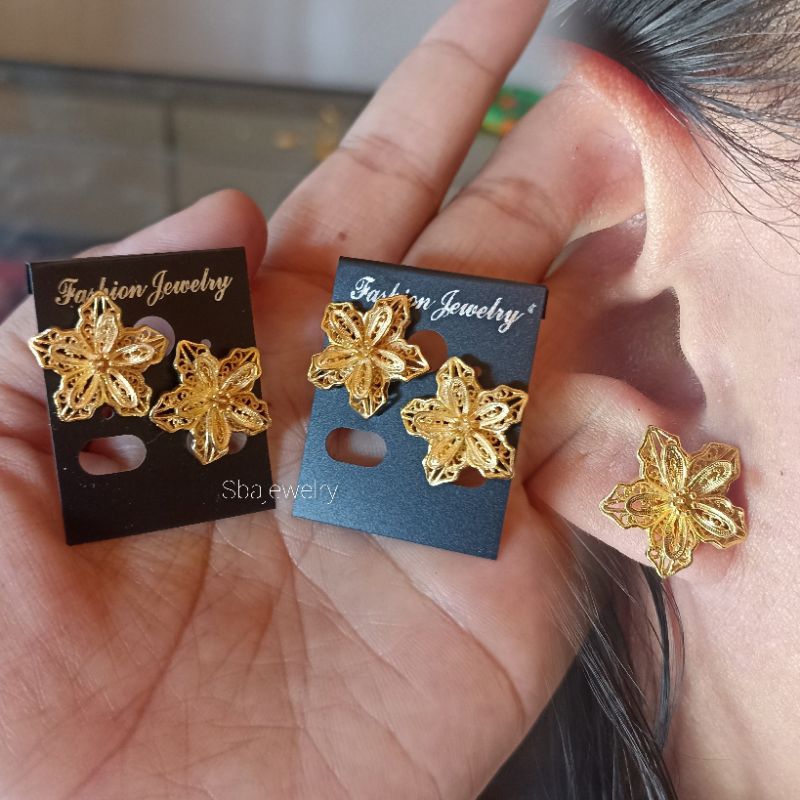 giwang kenari alpaka bali lapis emas