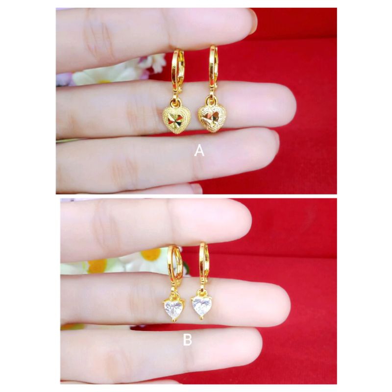 anting jepit love lapis emas 24k