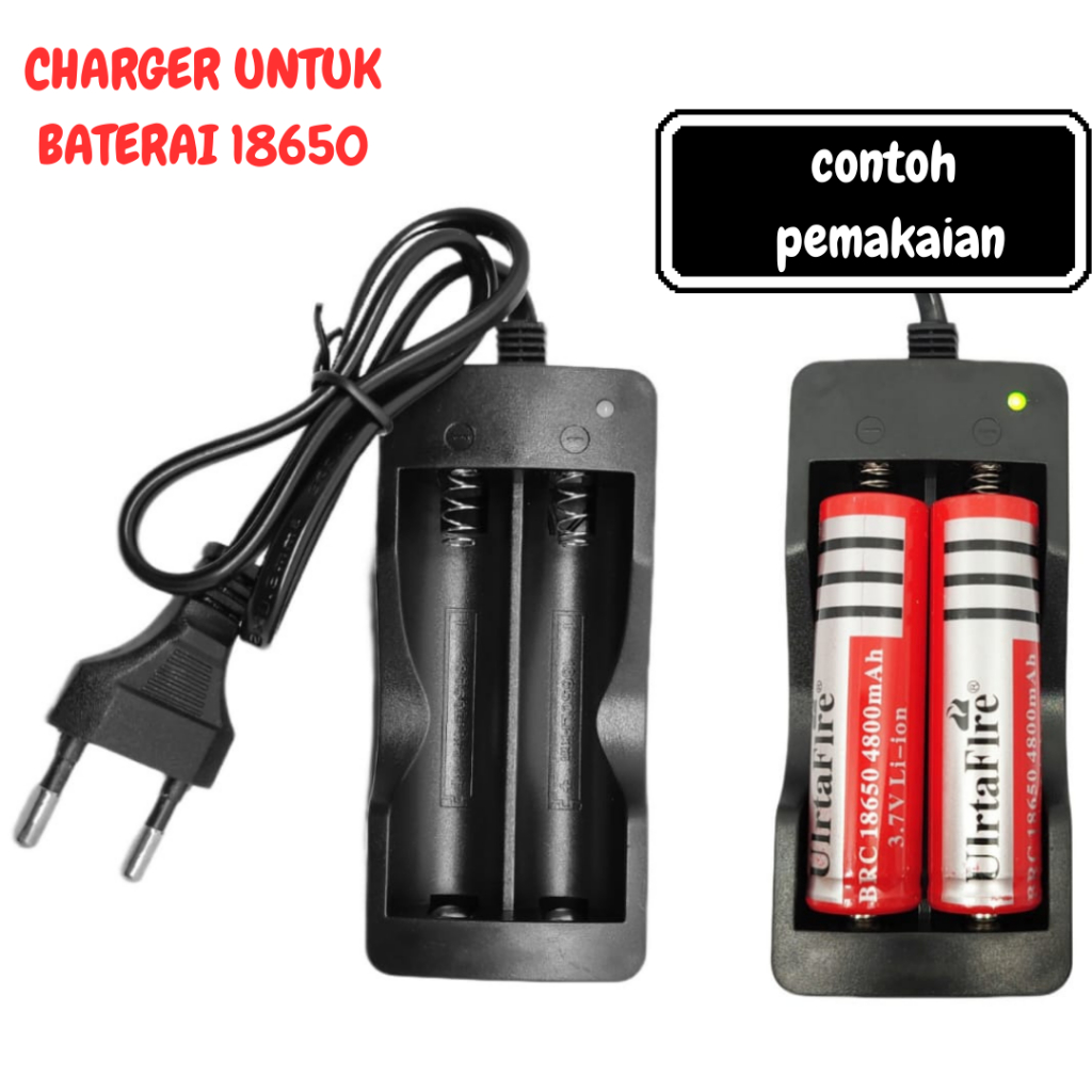 Charger baterai 18650 cas batrai isi ulang Charger Desktop Baterai 18650 Kabel 2 Slot Adaptor