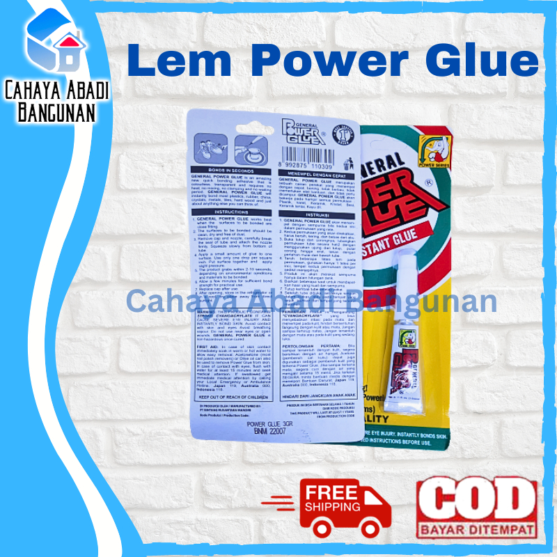 Lem Power Glue General 3gram ASLI / Lem Serbaguna General / Perekat Instan