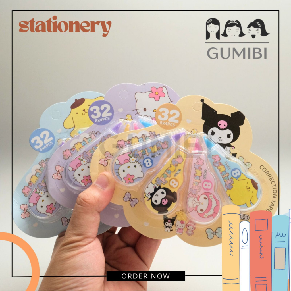 

CORRECTION TAPE 4 IN 1 SANRIO TIP EX ROLL SET ISI 4 PCS KUROMI CINAMOROL