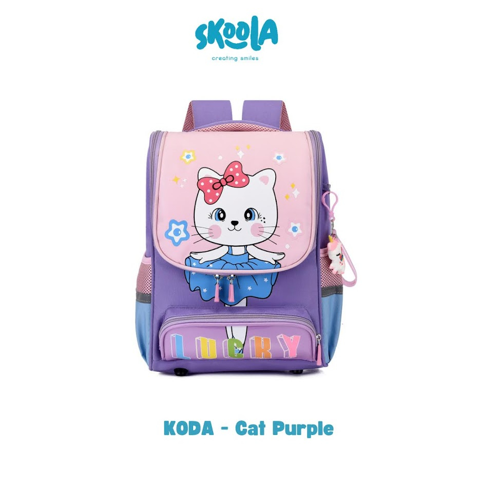 Skoola Tas Sekolah Anak Perempuan SD Ransel Kucing Cat Free Keychain - Koda