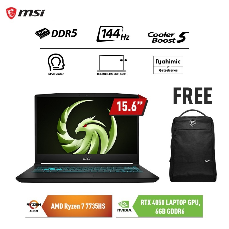 MSI Bravo 15 C7VE Ryzen 7 7735HS 16GB SSD 512GB RTX4050 15.6' FHD W11