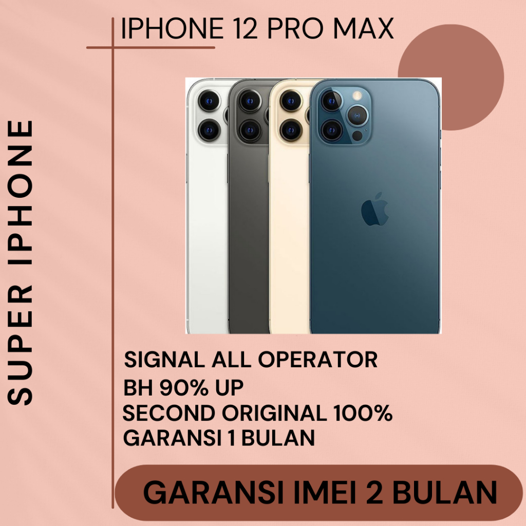 iPhone 12 PRO MAX 128GB/256GB/512GB Second Fullset Bergaransu Like New