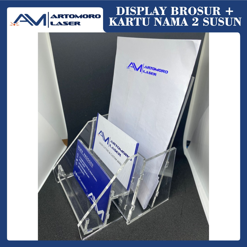 

DISPLAY STAND BROSUR KARTU NAMA 2 SUSUN KANTOR SEKOLAH DISPLAY AKRILIK CUSTOM TEMPAH ACRYLIC NAME CARD HOLDER