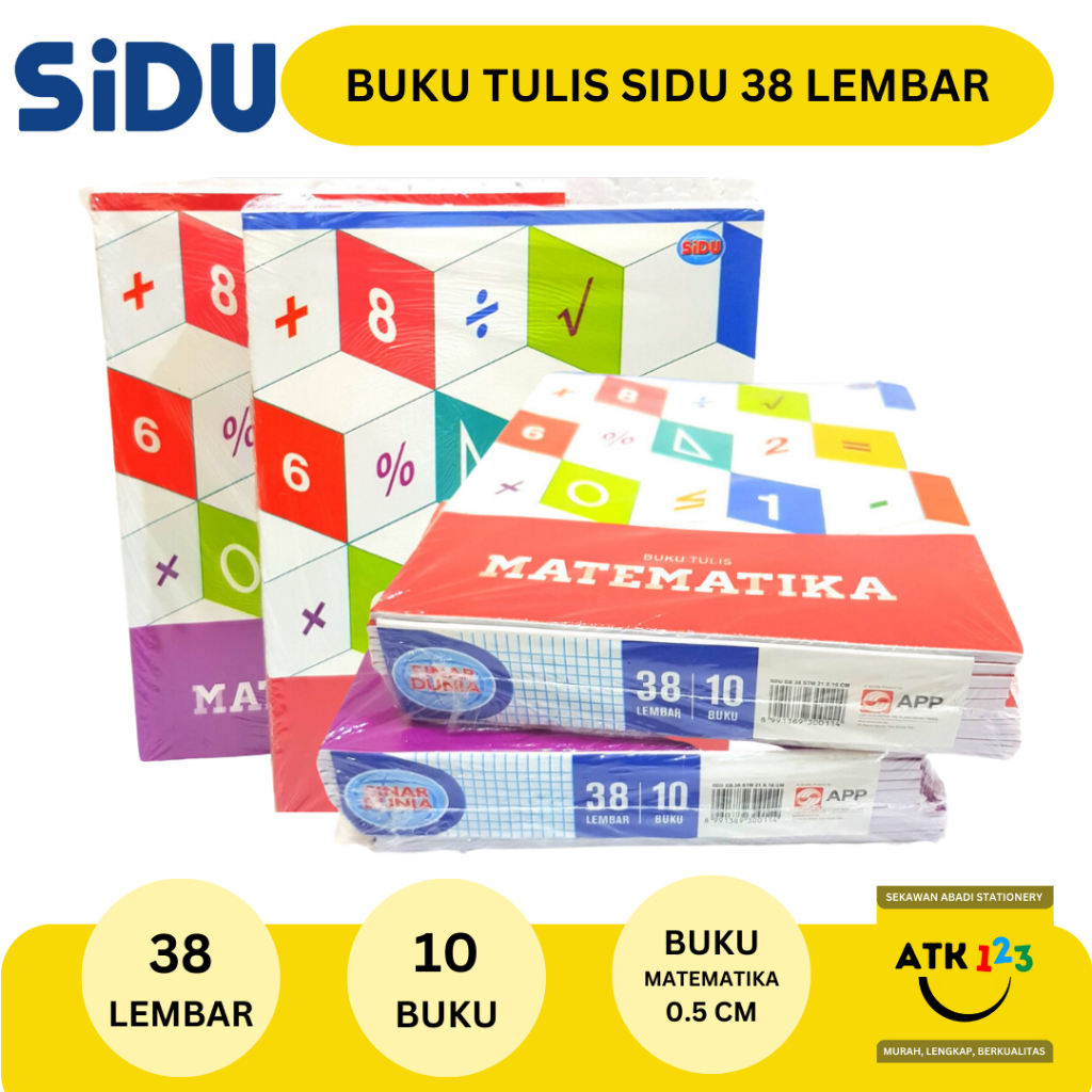 Buku Tulis SIDU Buku Sinar Dunia Buku Tulis Garis Kotak Halus 38 Lembar (1 PAK = 10 BUKU)