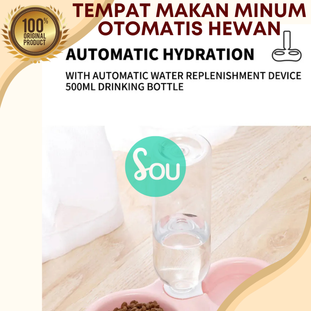 TEMPAT MAKAN MINUM KUCING OTOMATIS MANGKOK BOTOL