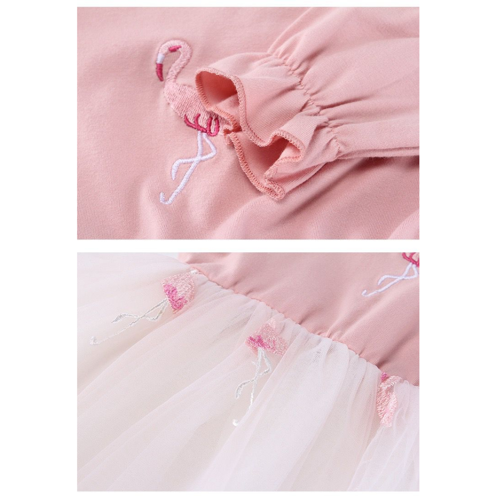 Dress Anak Perempuan Lengan Panjang Pinky Flamingo