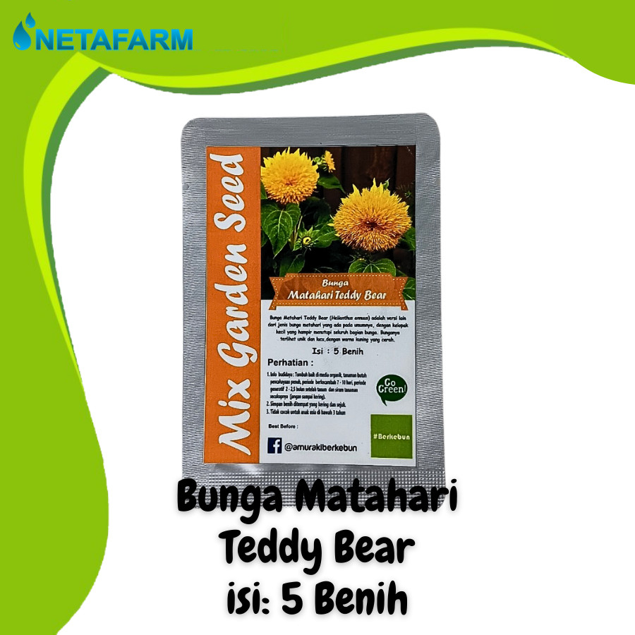 Benih Biji Bibit Bunga Matahari Teddy Bear Mix Garden Seed - 5 Benih