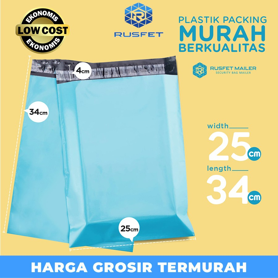 Plastik Polymailer Pack LOW COST BLUE Amplop Polimailer Rusfet 25x35cm
