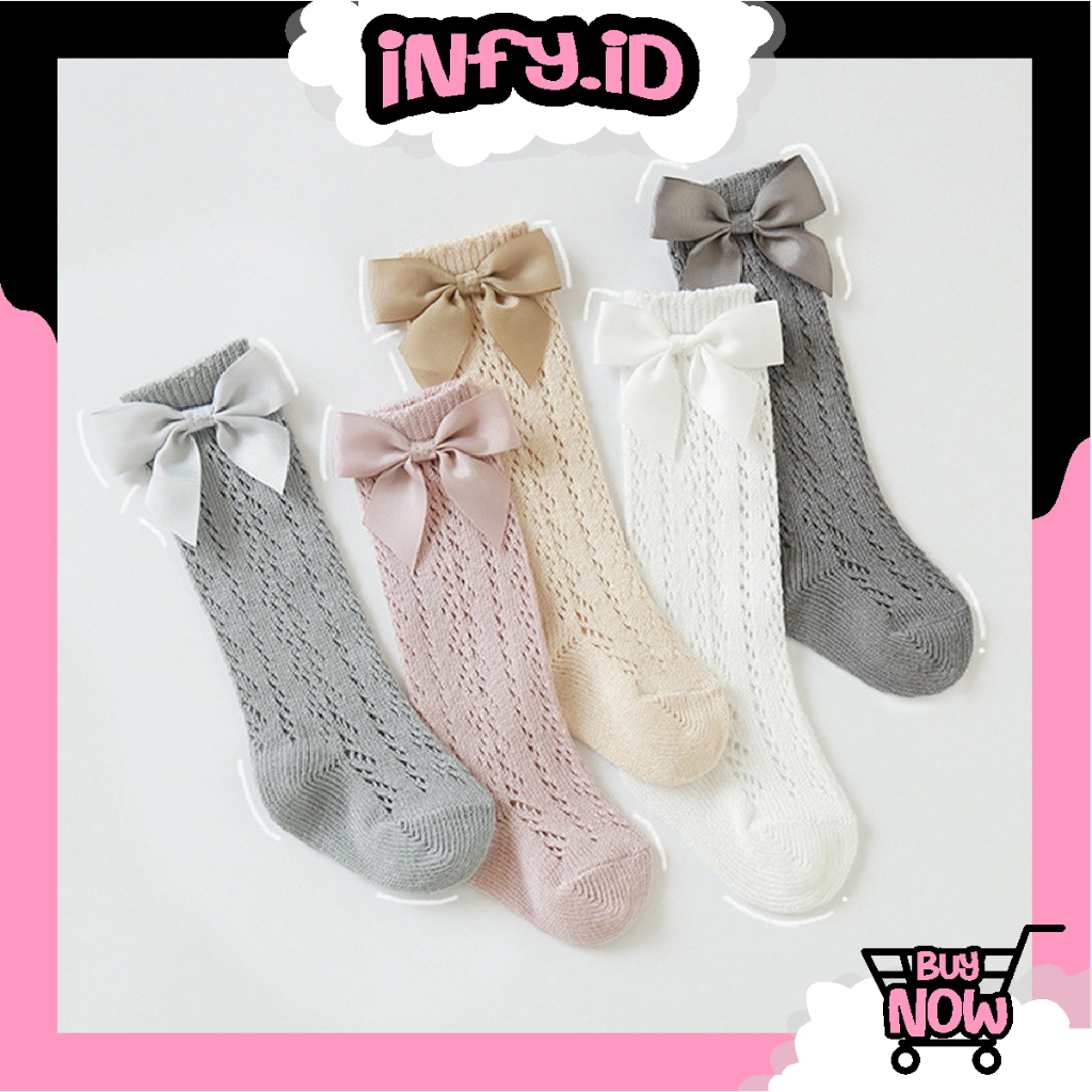 INFY - Kaos Kaki Panjang Anak Bayi Pita 0-3 Tahun / Kaos Kaki Lace Anak Bayi KK072