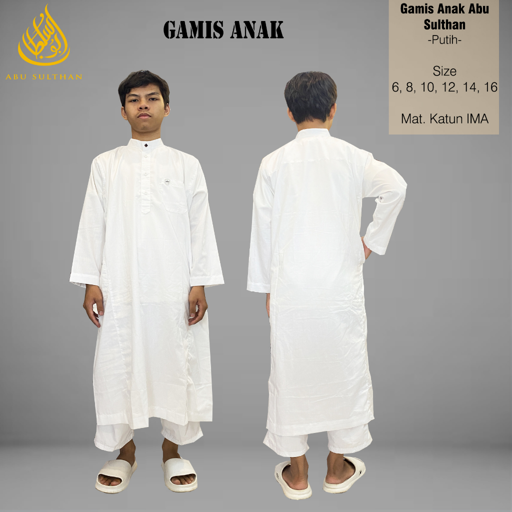 Gamis Jubah Putih Polos Anak Laki Laki Lengan Panjang Perlengkapan Sholat Anak Pria