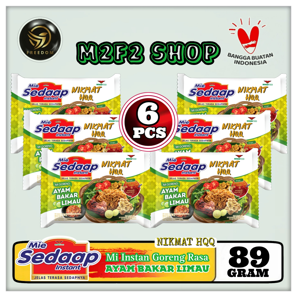 

Mie Sedaap Instant Goreng Ayam Bakar Limau Nikmat HQQ | Bag - 89 gr (Kemasan 6 Pcs)