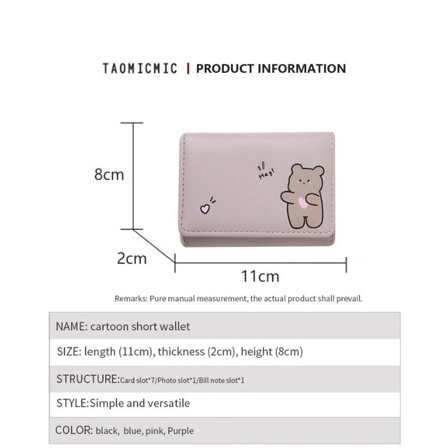 Dompet Lipat Wanita Dompet lipat mini Motif Karakter Dompet Uang Kertas ACC