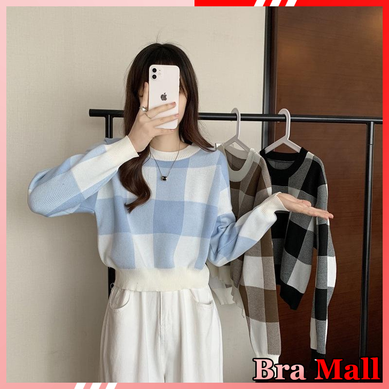 【 Bra Mall 】BJ-042 Atasan Crop Top Lengan Panjang Import Korean Style Bahan Tebal dan Halus | Rajut Crop Lengan Panjang Import Premium