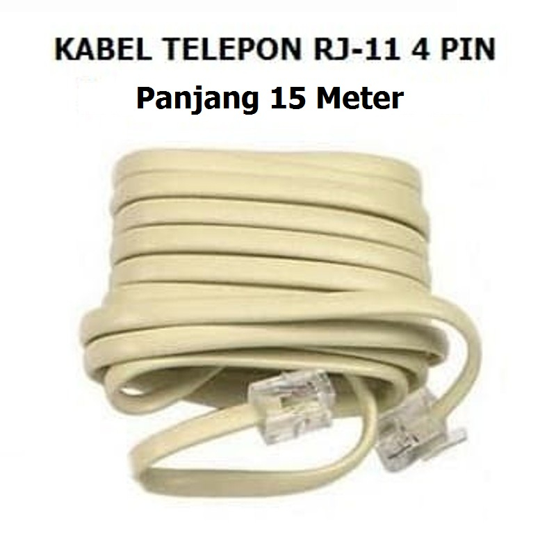 KABEL TELEPHONE RJ-11 6P4C pin 4 FLAT 15 meter