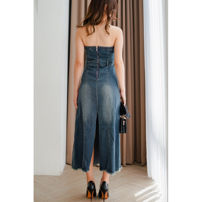 [ Keyclothingline ] Keith Denim Dress / Dress Midi Jeans