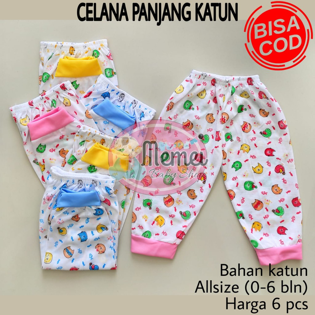 1 LUSIN (12 pcs) Celana bayi panjang PUTIH motif POLKADOT