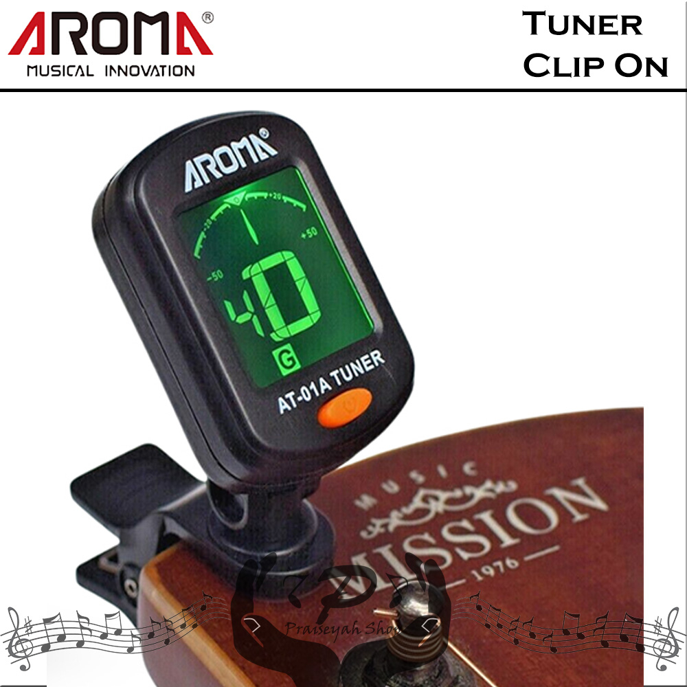 Tuner Gitar dan Bass Clip On Aroma AT-01A Chromatic Ukulele Biola