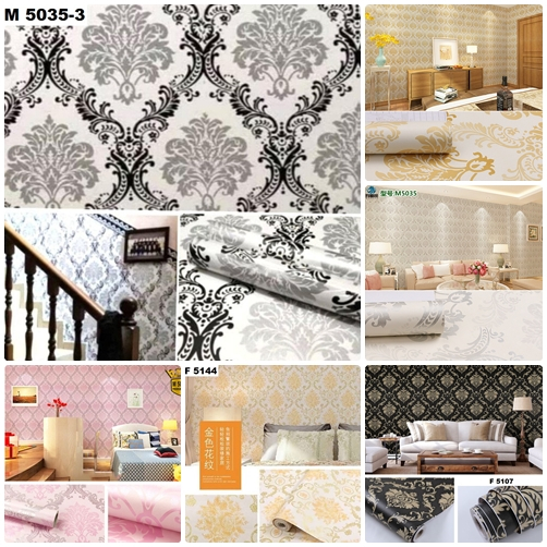 Wallpaper Motif Batik / Bunga Ukuran 45cm X 10m
