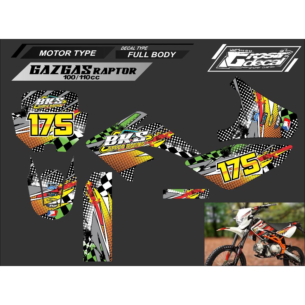 Sticker Stiker Mini Trail Gazgas Raptor 100c / 110cc / 125cc Full Body Bebas Reques