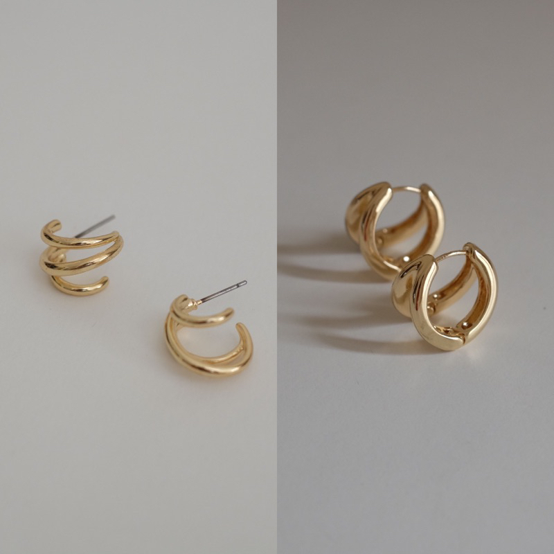 Ark.co - Denver earrings (double ; triple) anting hoops huggies gold statement minimalis simple
