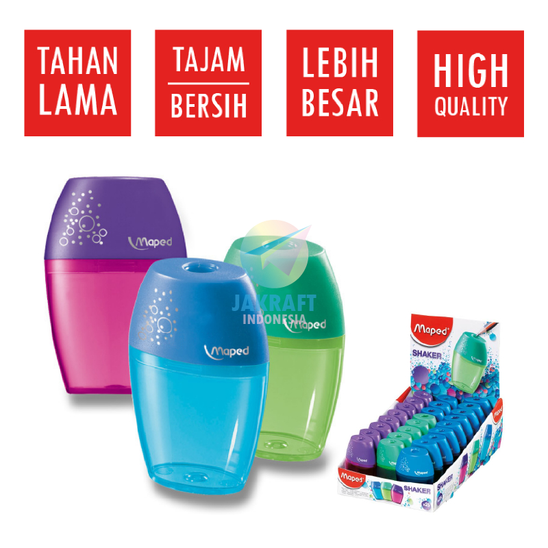 

(1 Pcs) Serutan Rautan Pensil Serbaguna MAPED Shaker 1 Lubang Hole Pencil Sharpener Model Tong Sampah