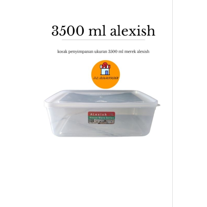 kotak 3500 alexish/kotak penyimpanan 3500/toples donat/toples segi/toples bening/toples 3500 ml