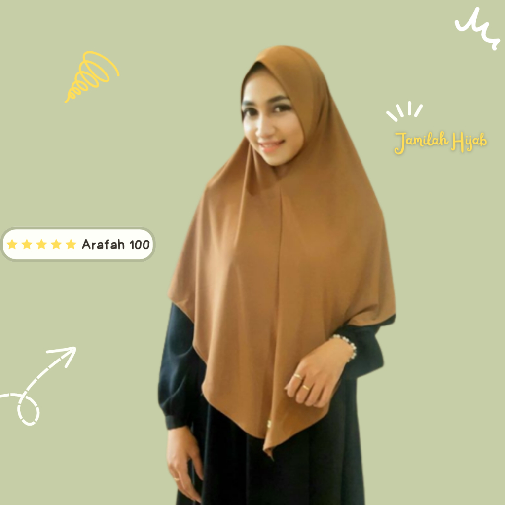 Jamilah Hijab Arafah 100 Jilbab Instan dari Jamilah Hijab Pet Malaysia / Malaya Soft Pet Jumbo XL Bergo Long Jersey Premium Kualitas Zoya