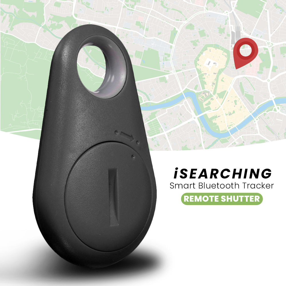 iSearching Smart Bluetooth Tracker Wireless Remote Shutter pelacak barang- Black