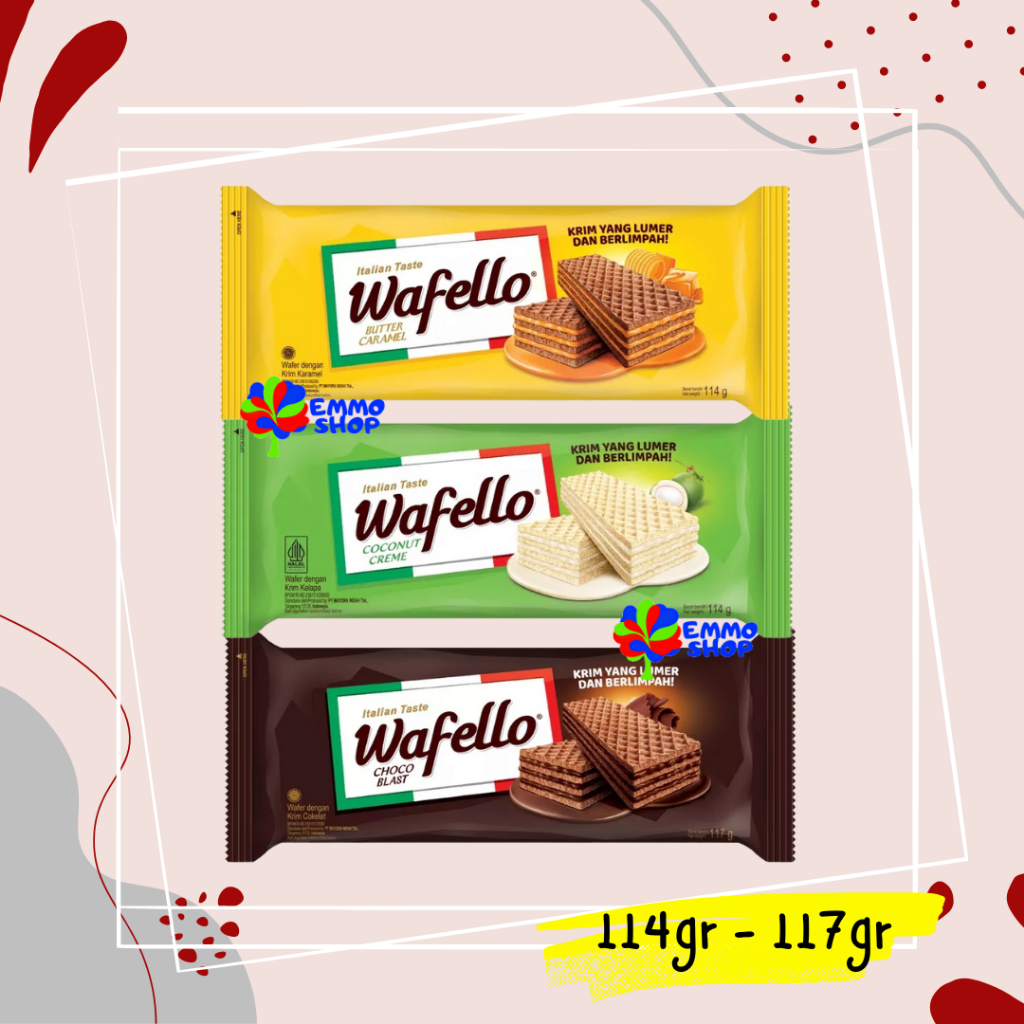 

Wafello Wafer 114-117gr Coklat / Butter Caramel / Coconut