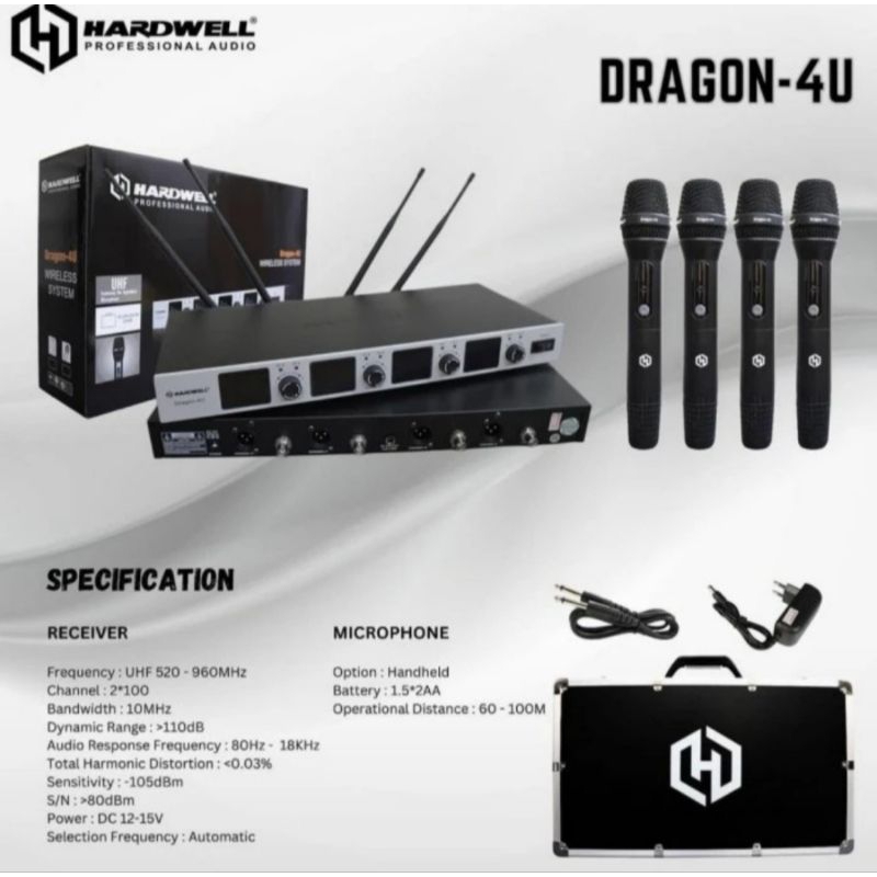 Mic Wireless Isi 4 Mic Hardwell Dragon 4U Original