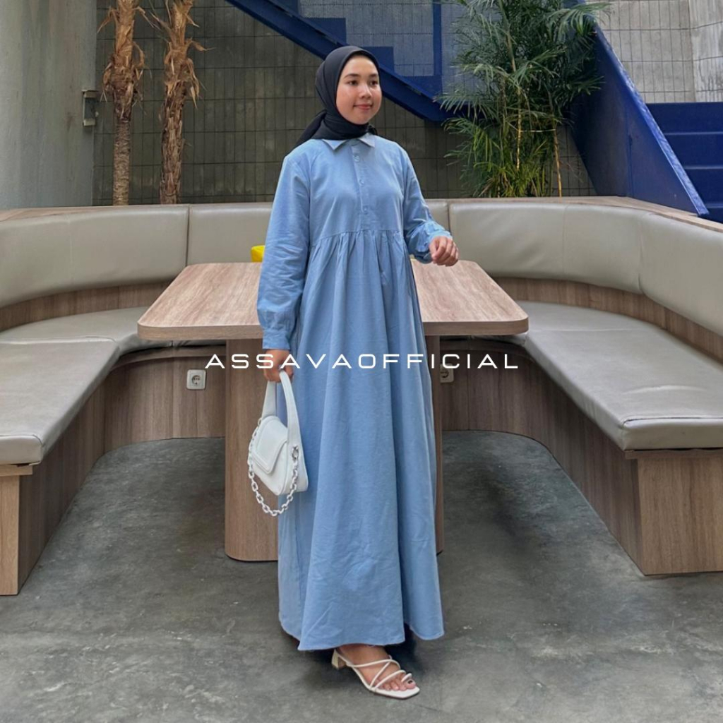 Assava Dress Linen Premium - Gamis Polos Simple