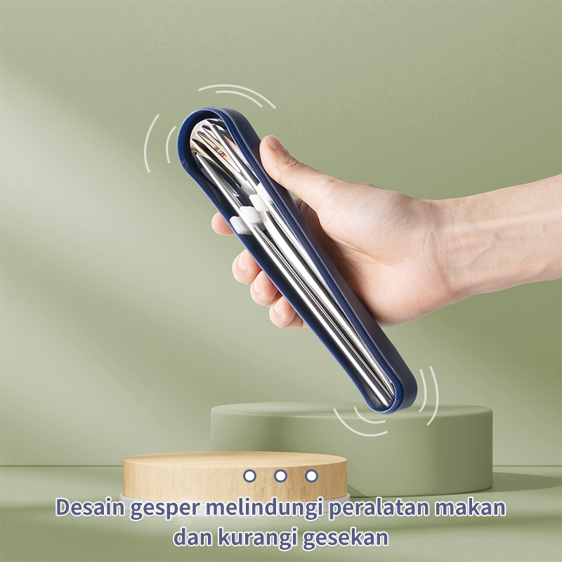 Letyeah &amp; Anantagt Cutlery Set Korea Stainless Steel sumpit sendok garpu traveling peralatan makan