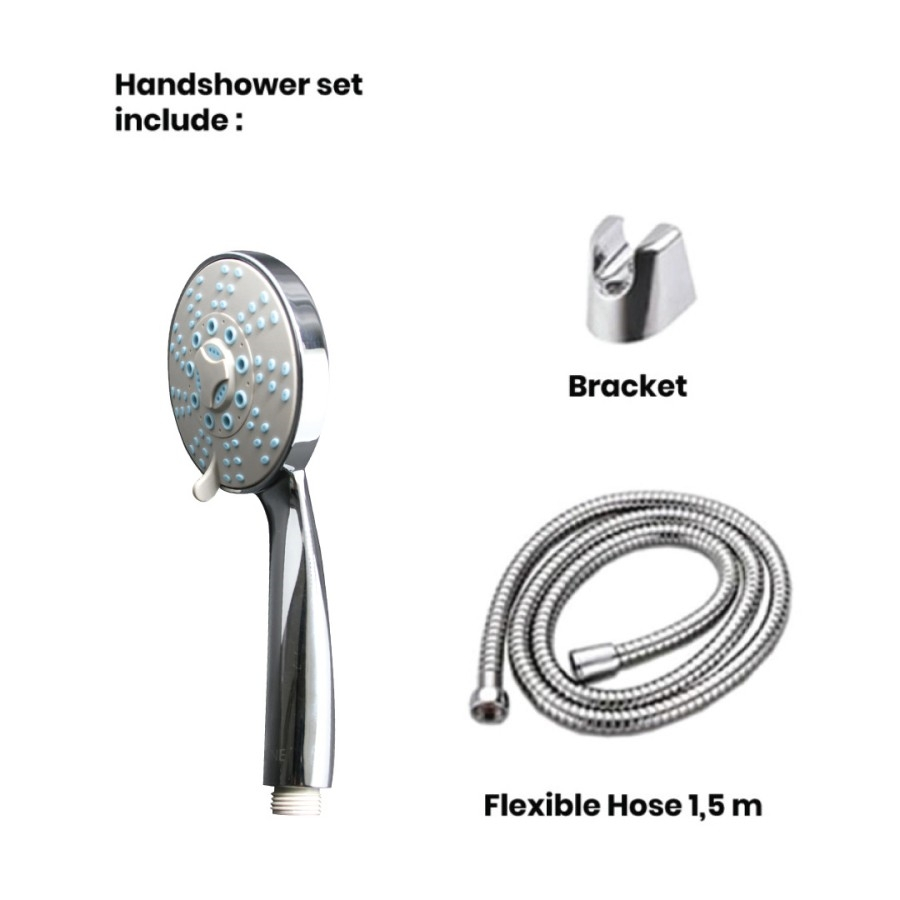 Handshower Set Mandi Shower Mandi Set Shower Set Handshower Mandi Hand Multi Fungsi Air Paket Hand Shower 5 in 1 Spray Mode