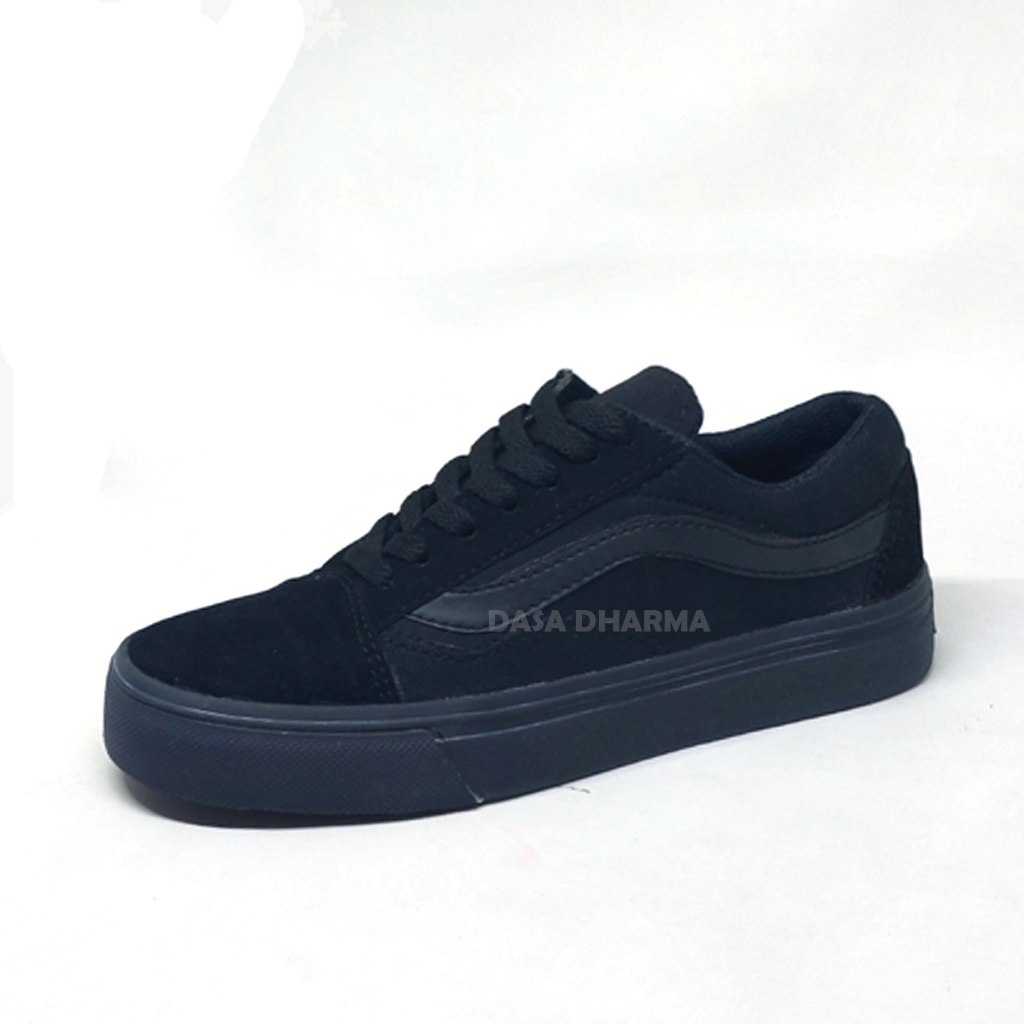 Sepatu Vens Pria Old Skool Hitam Polos Sneakers Canvas Sekolah Size 36 - 43
