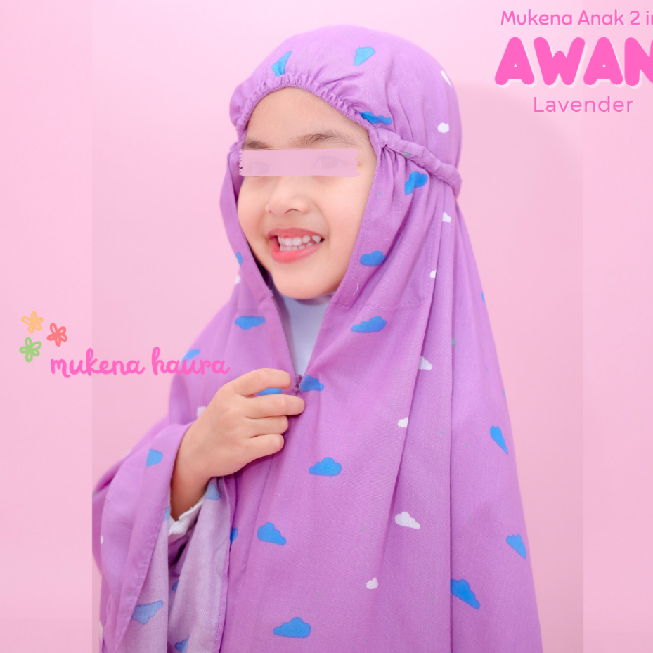 Mukena Anak Resleting Awan 2in1 Rayon Premium